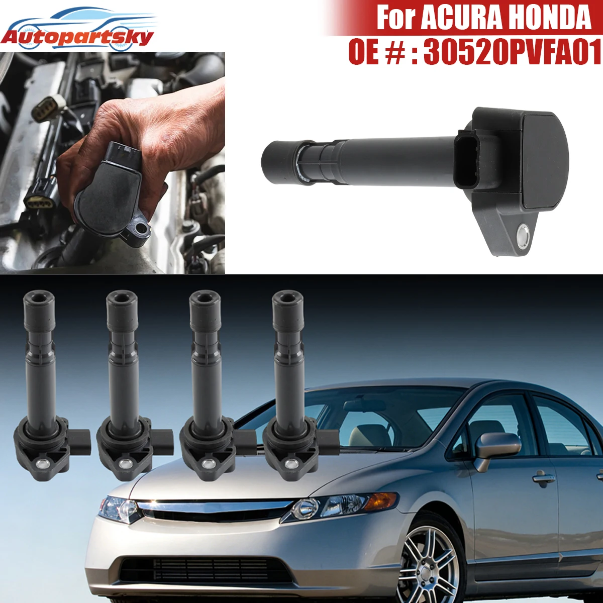 

Auto Parts Ignition Coil 30520PVJA01 For ACURA EL 2001-2005 MDX 2001-2009 HONDA ACCORD CIVIC SATURN VUE 2004-2007 New