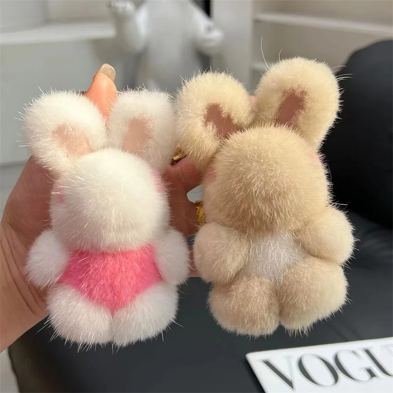 

Mink Fur Rabbit Keychains Pendant Bunny Keychain Solf Cute Rabbit Toy Key Chain Charms Decoration Accessories Gift For Girls
