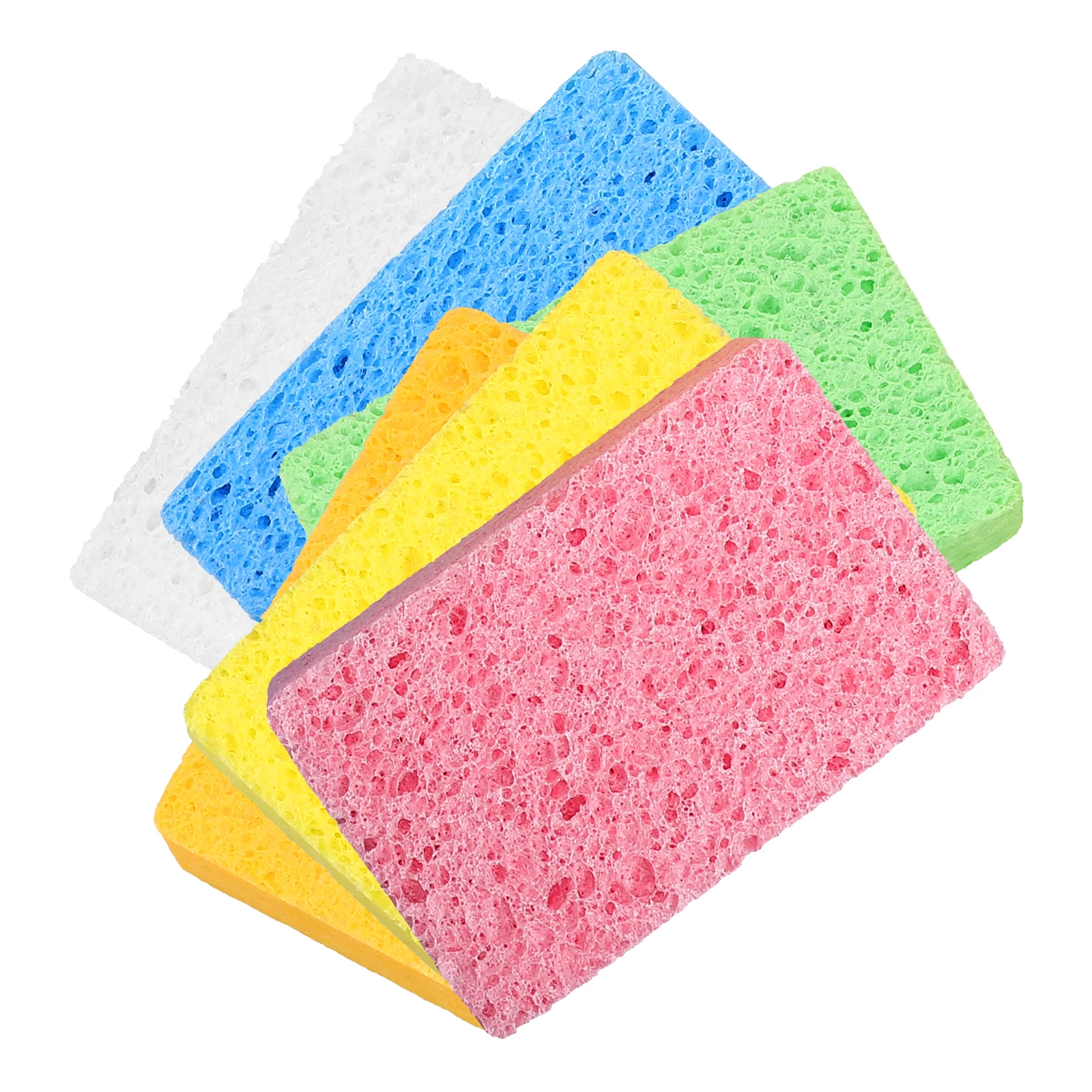 

6 Pcs Wood Pulp Cotton Sponges 11x7x2 5cm Multi Color Non Scratch Kitchen Cleaning Tools For Dishes Pots Sinks Hoods