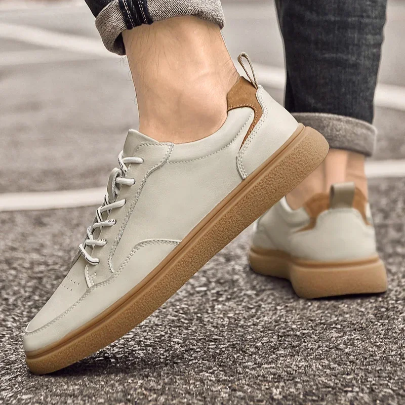 

Men Casual Leather Lace-Up Loafers Fashion Outdoor Antiskid Sneakers Genuine Leather Driving Tennis Running Luxury Trainers 2024