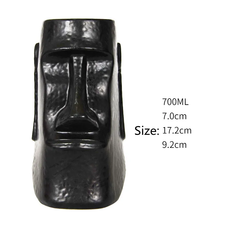 Creative Hawaii Easter Island Tiki Porcelain Beer/Wine Mug Ceramic Cocktail Party Cup Bar Tool - Unique Tropical Drinkware