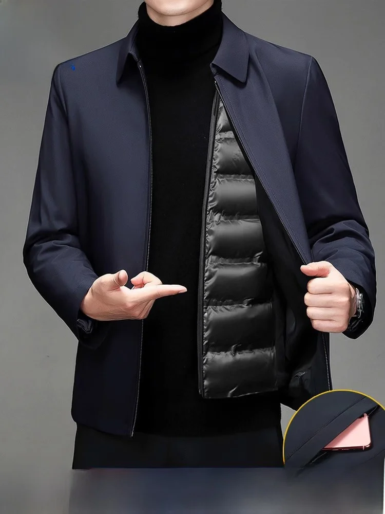 

Pierre Cardin Men's Adstrative Jaet down Coat Detachable Inner Vest Mid-Year Thi Outerwear Busin Casual Sle