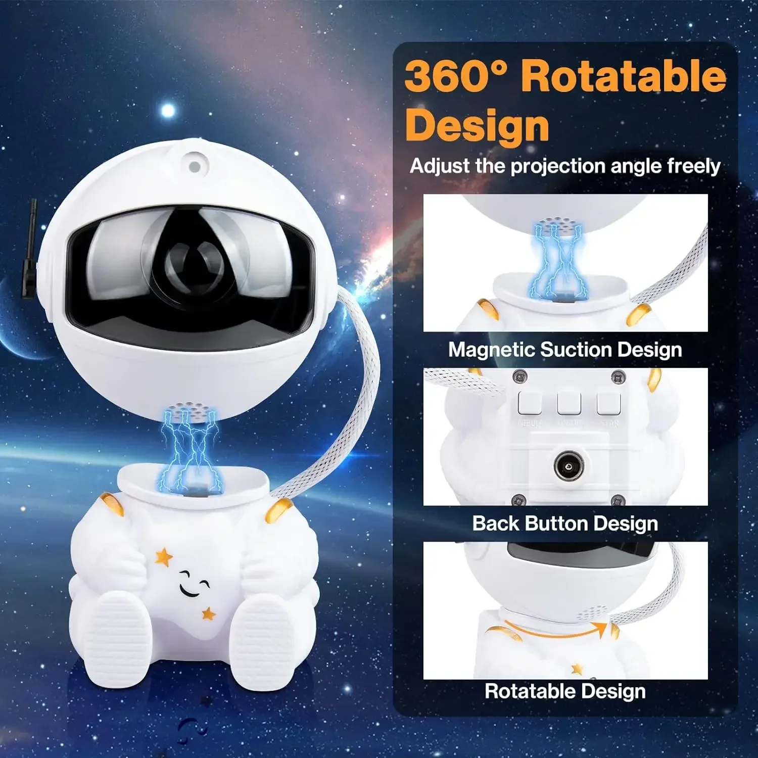 Imagem -03 - Astronauta Galaxy Starry Sky Projetor Spaceman Night Light Quarto Decorativo Projection Lights Holiday Party Crianças Presentes