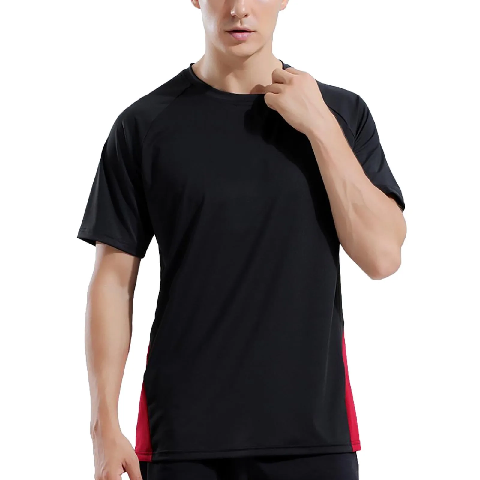 

Summer Short Sleeve Mens T Shirts Crew Neck Sports Outdoor Fitness Running Training Quick Loose Fit Breathable Sportswear Tees