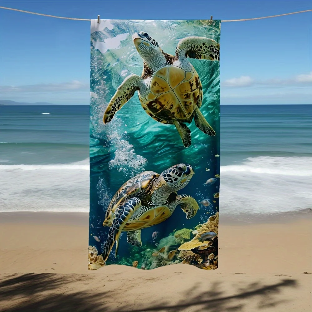 Beach Towels Large Oversized Beach Towel A sea turtle and underwater world print beach towel, light and fast-drying super soft,