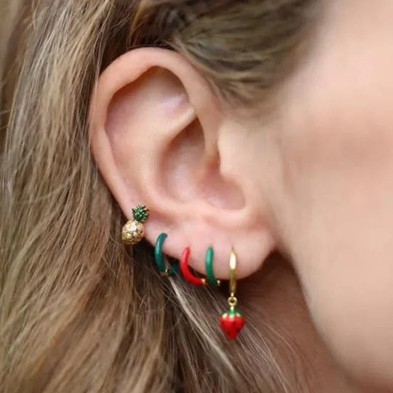 Pendientes 925 Sterling Silver Ear Buckle Colorful Enamel Hoop earring CZ gold Kolczyki dla kobiet Biżuteria modowa prezent urodzinowy — zdjęcie 4