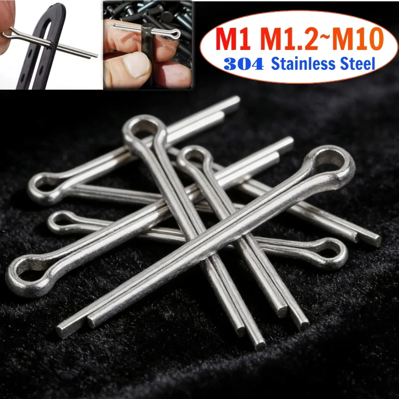 Beicai 1-300pcs Split Pins M1 M1.2-M10 Cotter Pin SUS304 Stainless Steel U Shape Type Spring Split Pins Open Elastic Pin