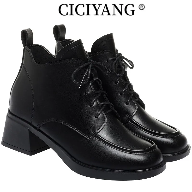 

CICIYANG Women Winter Boots 2023 New Genuine Leather Ladies Ankle Boots Big Size 41 Warm Trend Female Booties