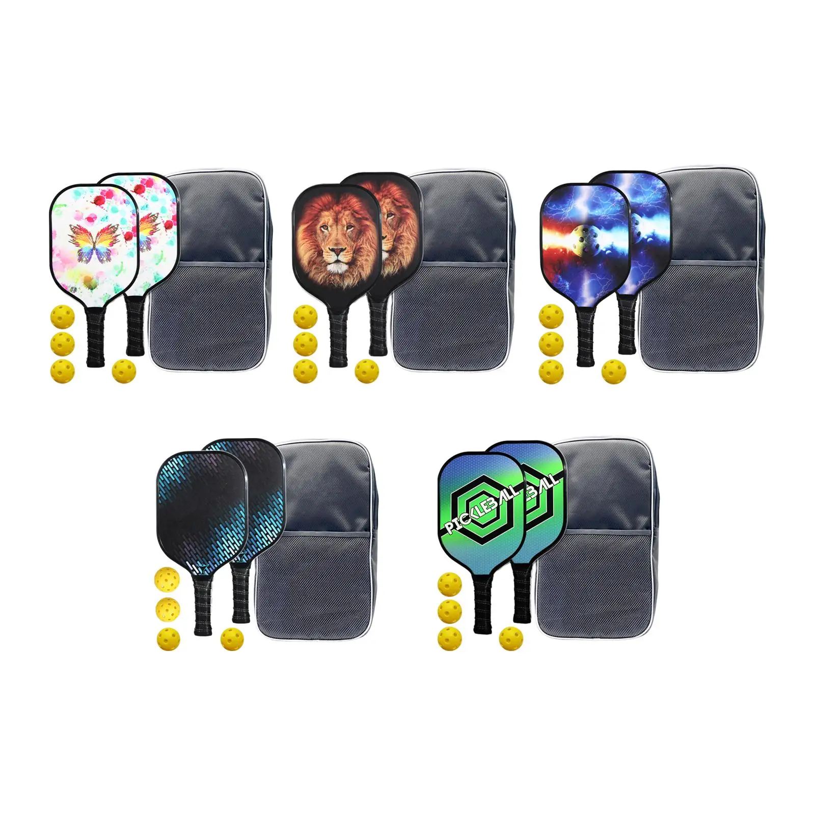 Premium Set 2 Rackets 4 Pickleball Balls and Bag for Indoor and Outdoor Tournament
