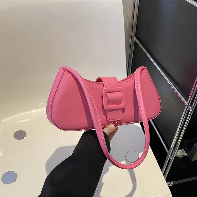 2023 New Korean Fashion Small Square Bag Women\'s Solid PU One Shoulder Bag Texture Crossbody Bag All-Matched Underarm Bag