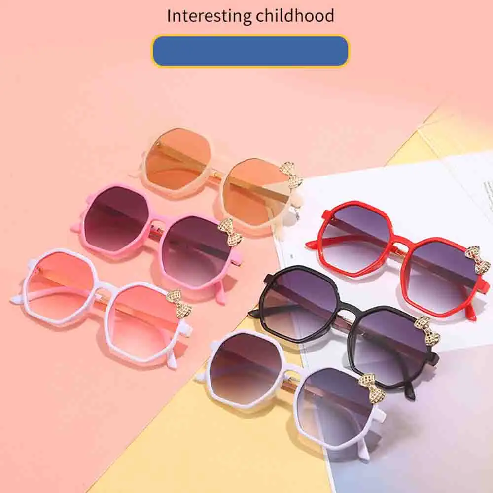 2026 Metal Bow Children's Cartoon Sunglasses Fashion Polygonal Sunglasses Cute Girls boys Babys Sunscreen Sunglasses