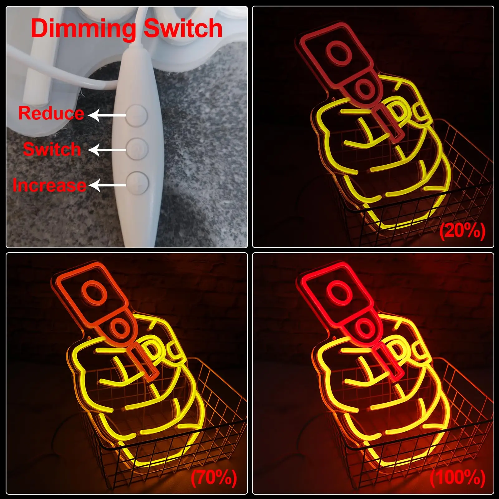 Pistola pistola sinal de néon com regulável legal amarelo vermelho led iluminar para pendurar decoração da parede homem caverna quarto bar escritório meninos presente