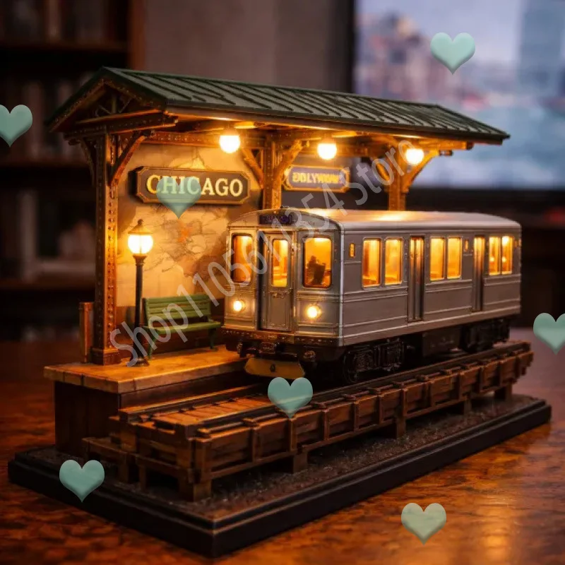 Subway Train Light, Cable Car Desk Lamp Retro LED Car Model Nightlight for Bedside Dorm Apartment