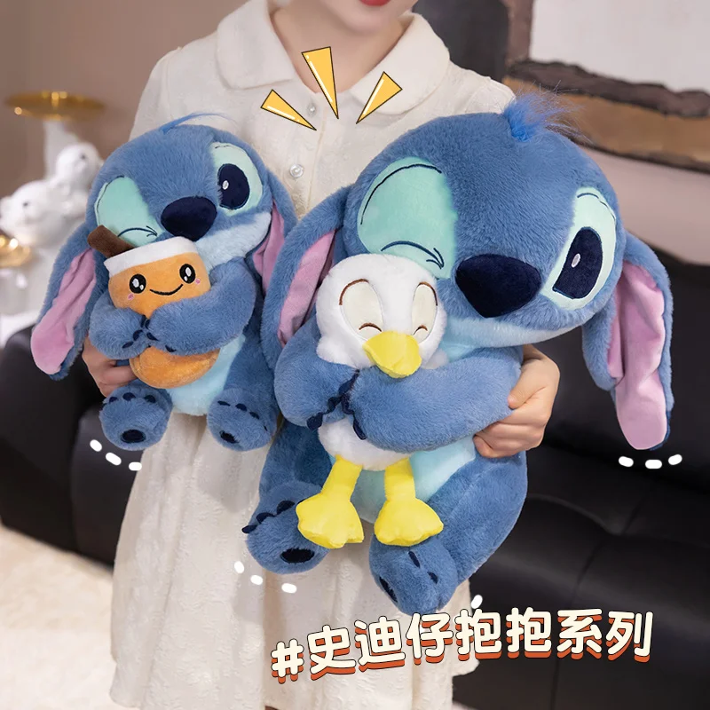 

Большой размер Stitch Hold Duck Bubble Tea Плюшевая игрушка Lovely Stitch Stuffed Anime Stitch Plushies Домашний декор Lilo & Stitch Кукла в подарок