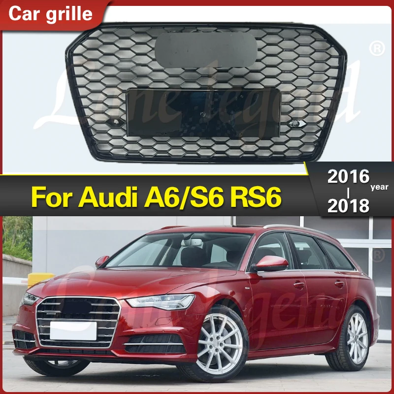 

Car Front Bumper Grill Center Grille for Audi A6/S6 2016 2017 2018 (Refit for RS6 Style) Racing Grills Car-styling Accessories