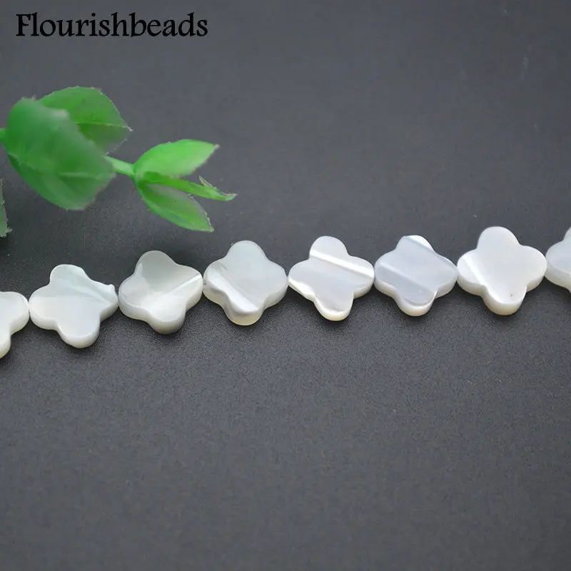 8mm Natural White Shell Clover Flower Shape Loose Beads for DIY Necklace Bracelet Jewelry Making