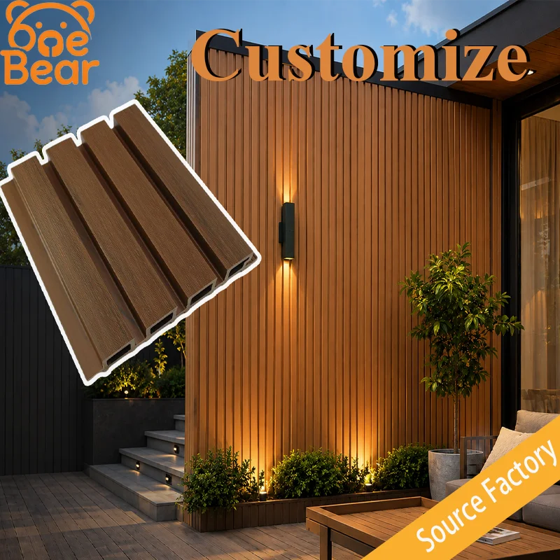 Slat WPC Wall Panel Soundproof Waterproof Wood Plastic Cladding Indoor TV Background Living Room Hotel Interior Decoration Board