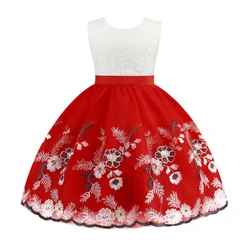 2024 New Girls' Dress Sleeveless Mesh Pommel Dress Lace Princess Dress Holiday Party Children's Dress Sold Well