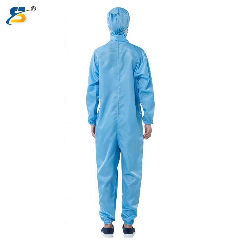Anti-static dustproof one-piece clothing hooded cover front zipper dust-free clothing polyester workshop worker's work clothes