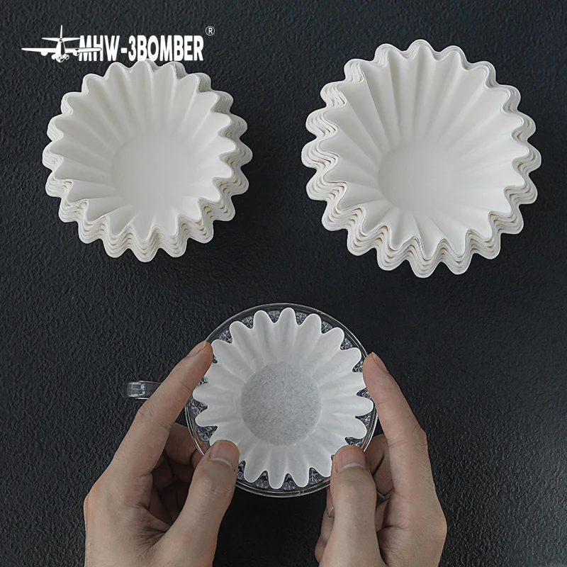 MHW-3BOMBER 50 Pieces Cake Coffee Filter Paper 1-4 Cup Basket Espresso Filters Disposable Pour Over Dripper Barista Accessories