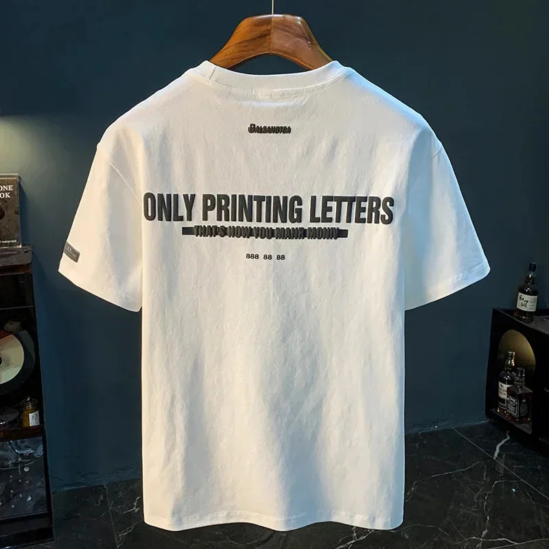 Letter printed trendy brand short sleeved T-shirt for men, thin, loose, casual and elastic men's top summer 2026