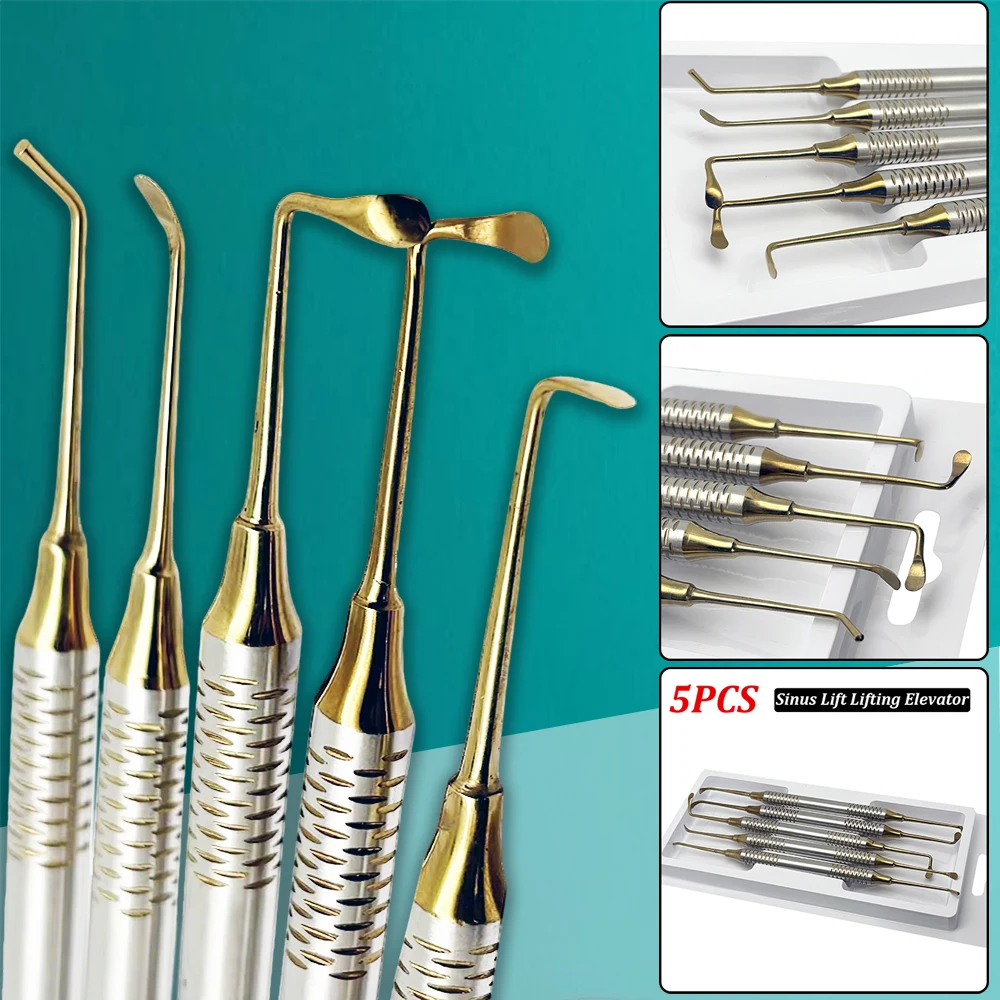 

5PCS Stainless Steel Dental Implant Sinus Lift Instruments Double Ended Autoclavable Elevator Tools Set for Oral Surgery