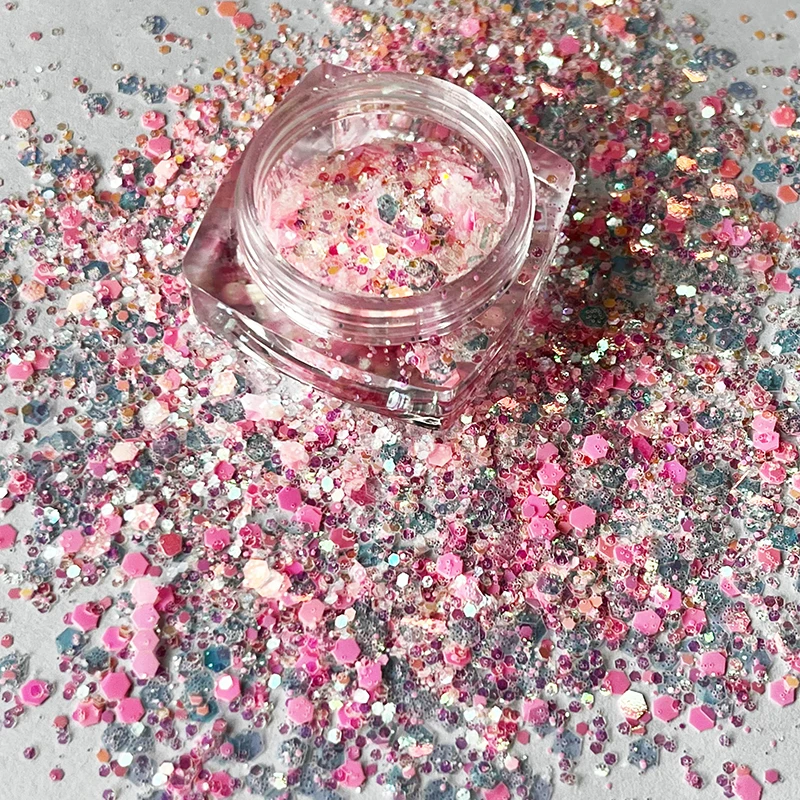 50g Pink Glitter Fairy Purple Sparkle Hexagon Mermaid Eye Face Crafts Mermaid Nail Art Tumbler Cup Shiny Sequins