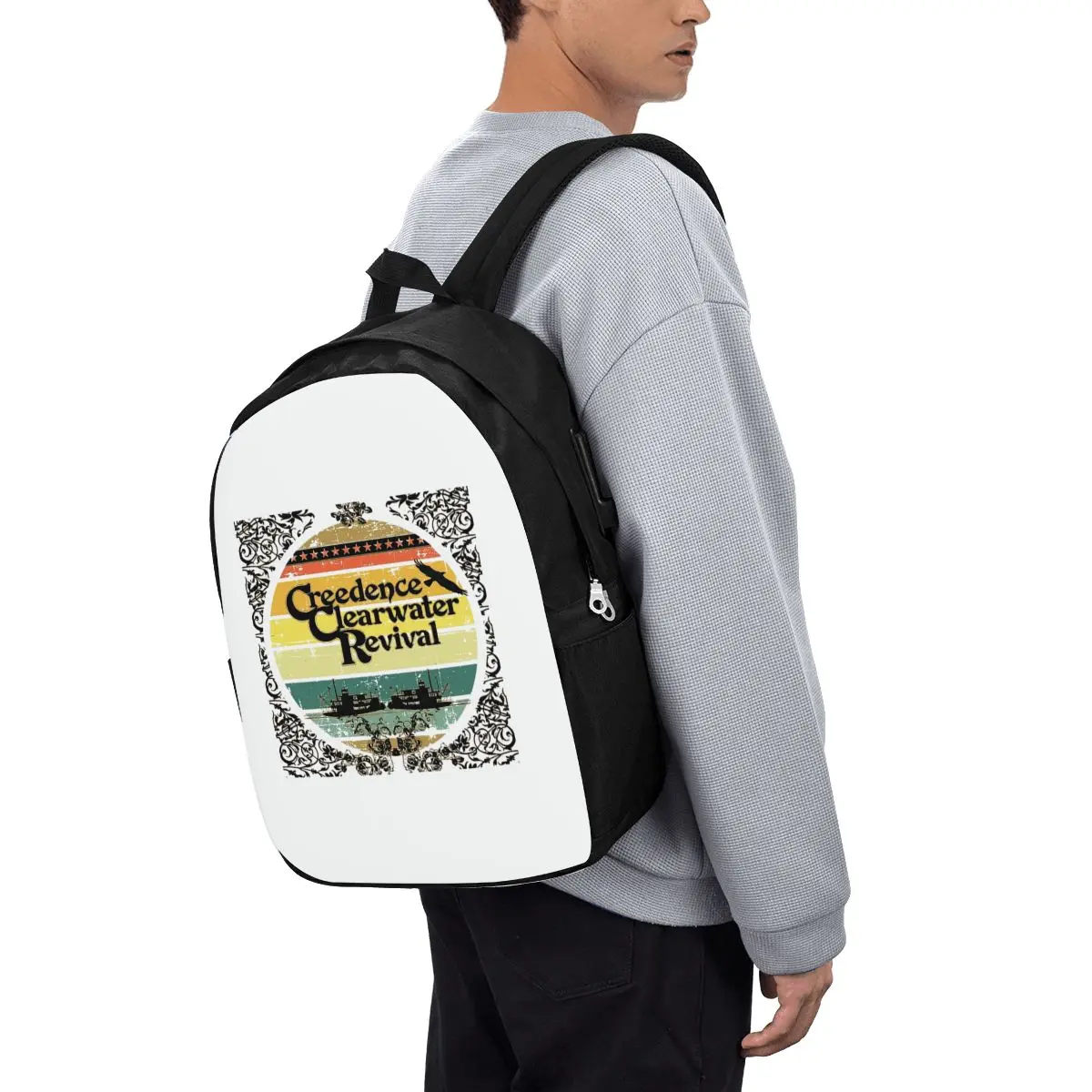 Creedence Clearwater Revival Riverboats Backpack Travel Notebook Bag Computer College Student School Bag Laptop Shoulder Bags