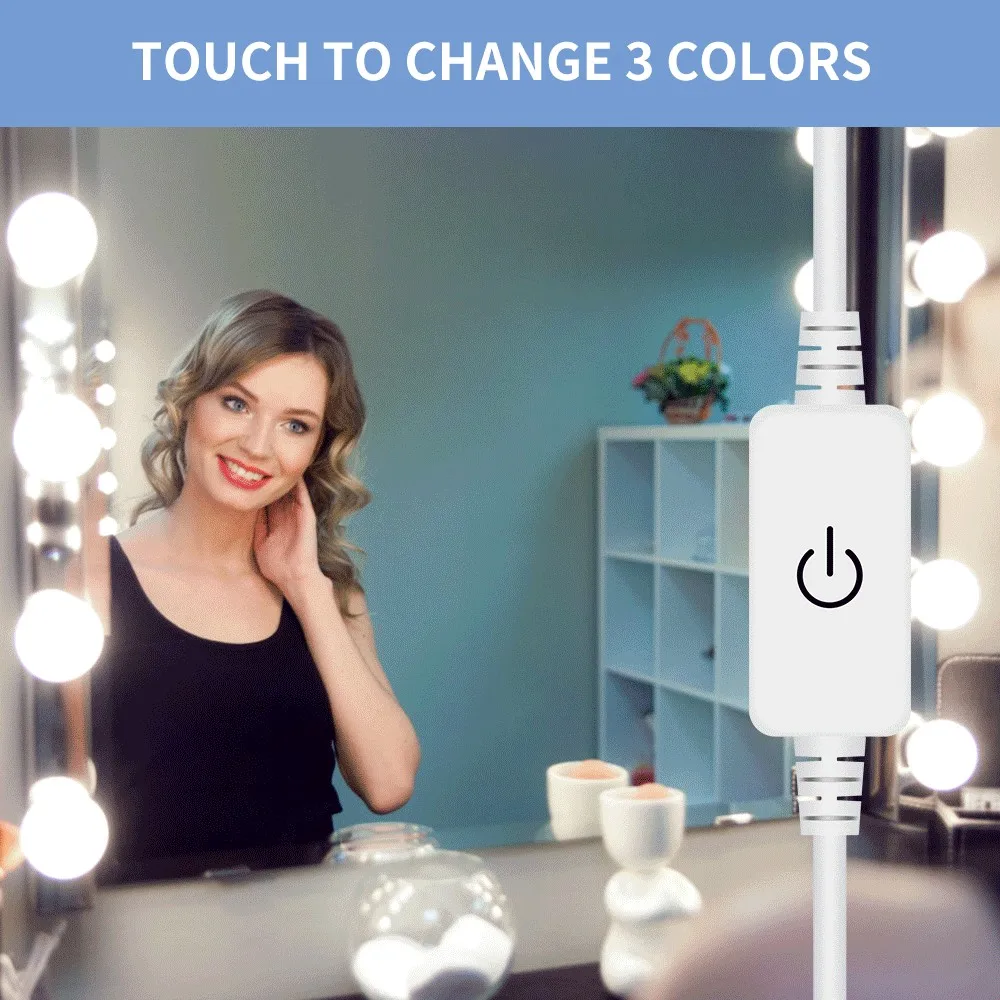 Зеркало для макияжа с регулируемой яркостью, 5 В, 2/6/10/14 шт.