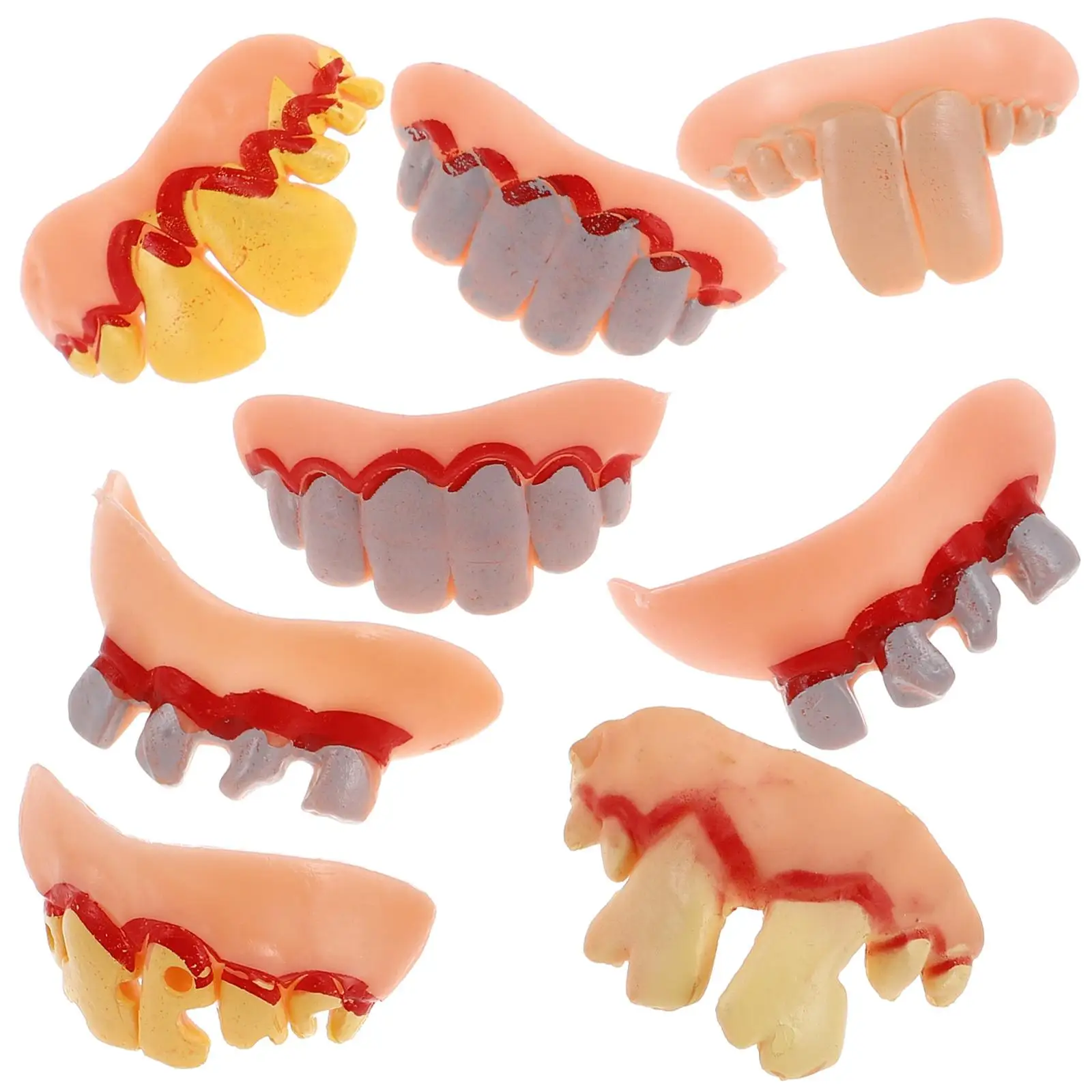 8pcs False Teeth Dentures for Halloween Costume Cosplay Eco Friendly Material Party Favors Toys Accessories Funny Models