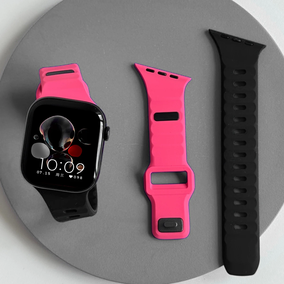 Silikon-Sportarmband für Apple Watch Ultra 3/2 49mm 42 44 38 40 41mm Zweifarbiges Verstellbares Armband für iWatch S11 10 9 8 7 6 SE3