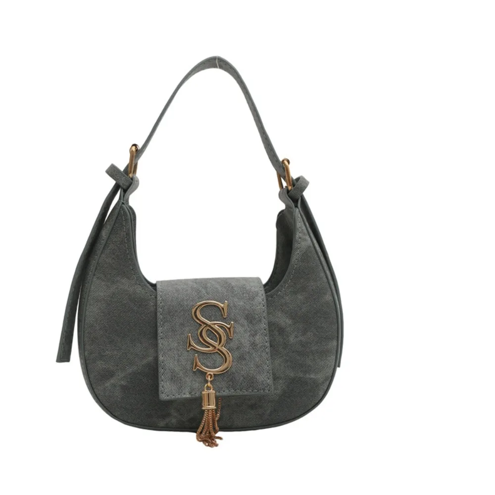 Mode Koreanischen Stil Buchstaben Unterarm Tasche PU Leder Handtasche Schulter Tasche Reine Farbe Große Kapazität Crescent Tasche Mädchen