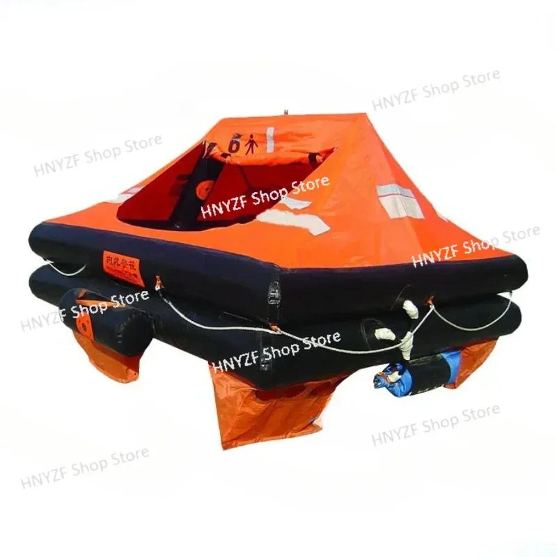 4-Person Yacht Life Raft, Self-inflating Self-righting Life Raft, First Aid Release Raft for Boats Throwing Life Raft