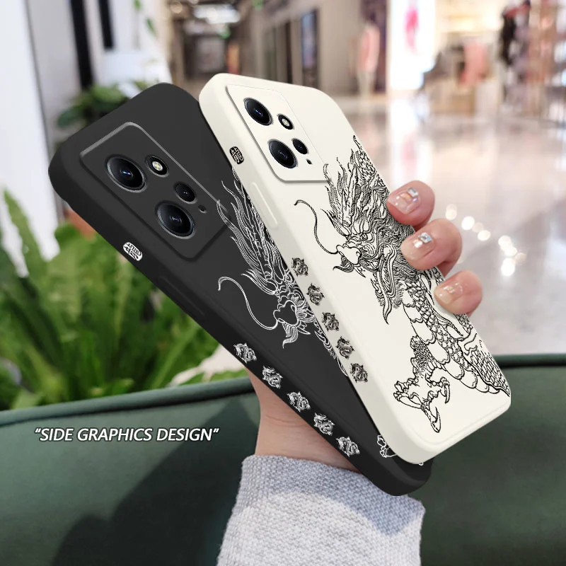 Sketchd Ragon Phone Case For Xiaomi Redmi Note 13 12 12S 11 11S 10 10T 10S 9 9S 8 7 Pro Plus 4G 5G Liquid Silicone Cover