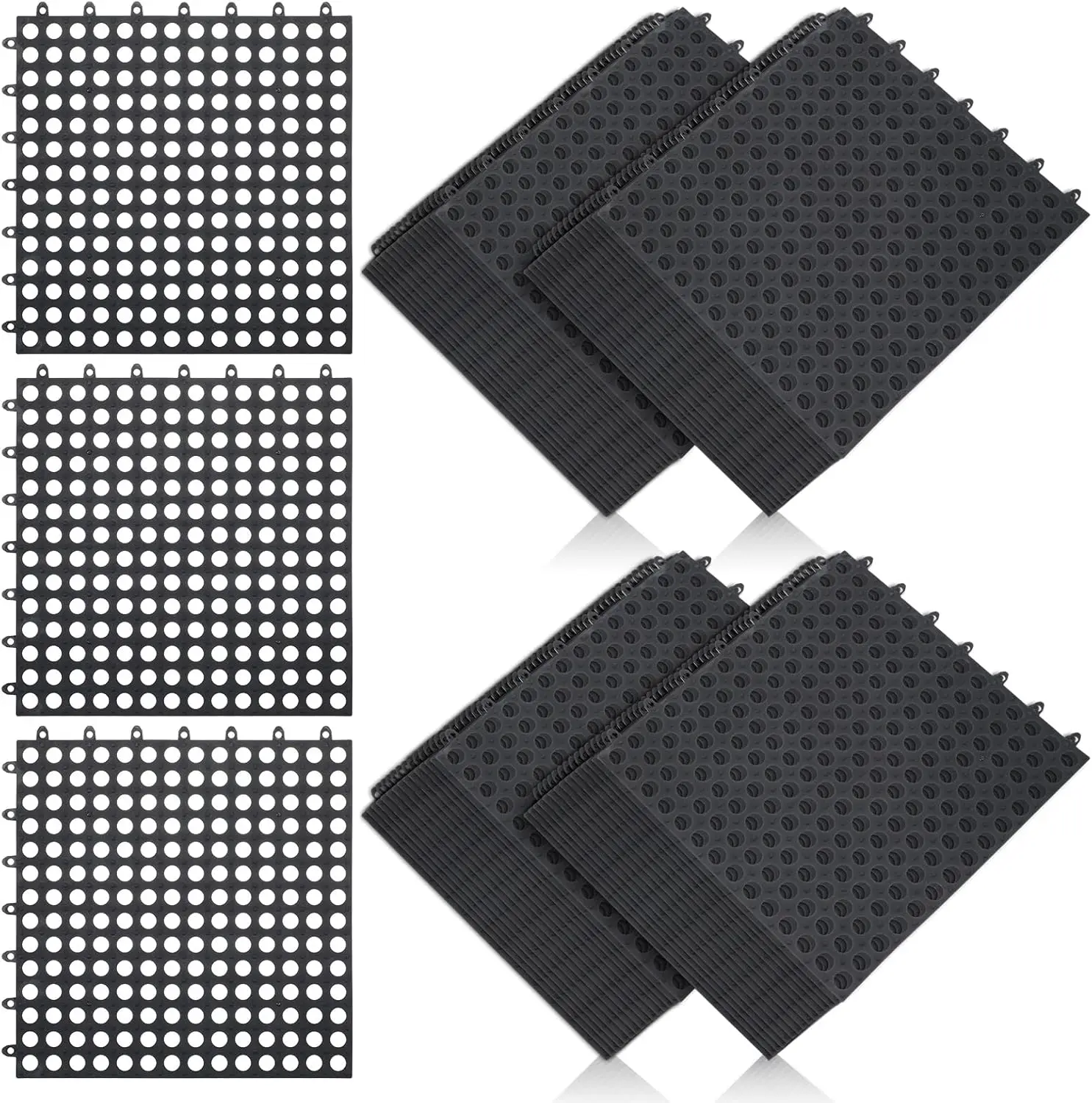 

50 Pcs 11'8 x 11'8 Inches Interlocking Drainage Tiles Dry Deck with Drain Holes Non Slip Floor Mats