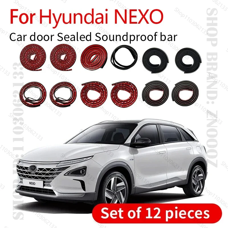 

For Hyundai NEXO FE‌ Car Door Seal Strip Rubber Double Layer Sealing Protector Soundproof Strip Dustproof Seal Strip 12PCS Set