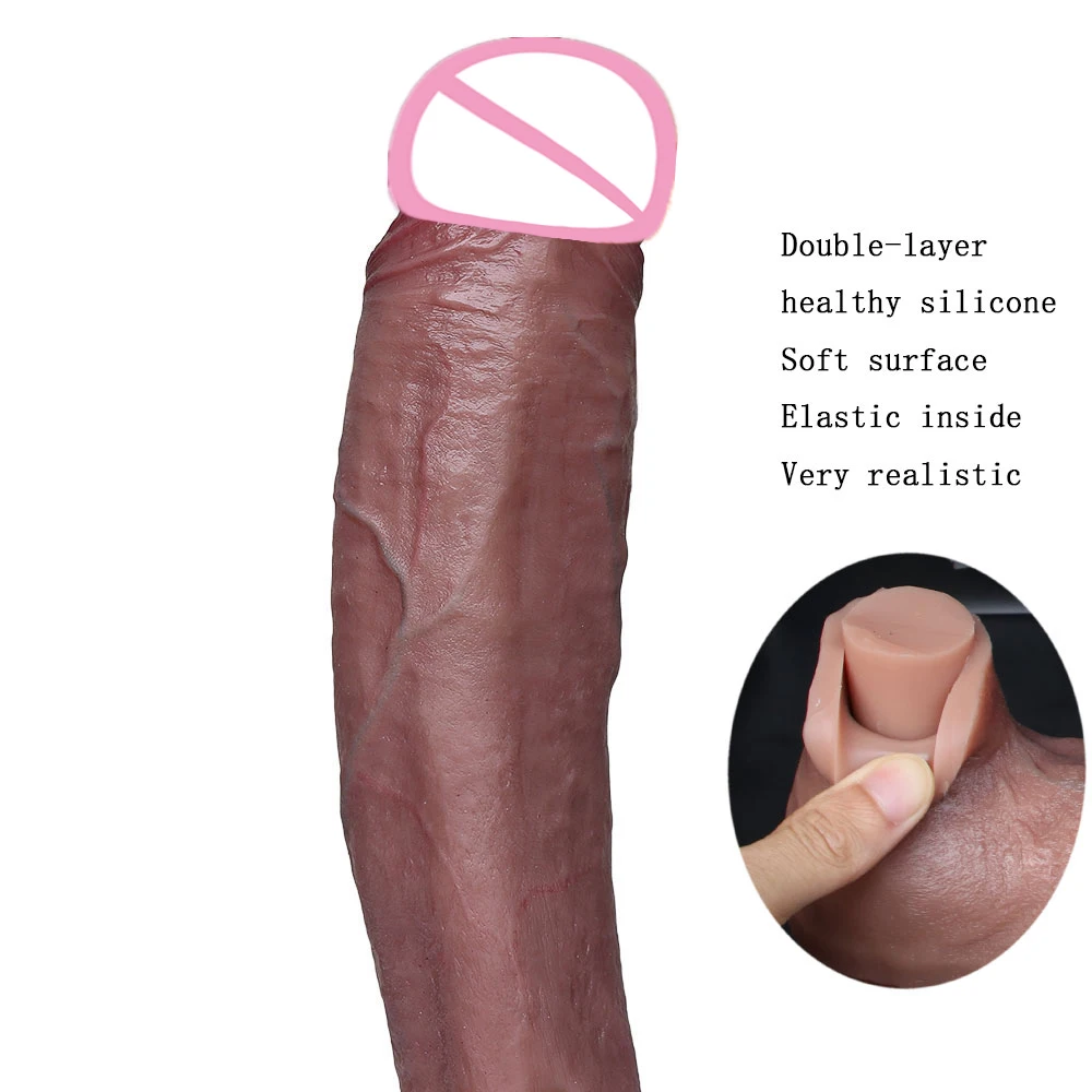 Skin Feeling Realistic Penis Soft Sexy Huge Dildos Female Masturbators Double Layer Silicone Suction Cup Anal Sex Toys For Women