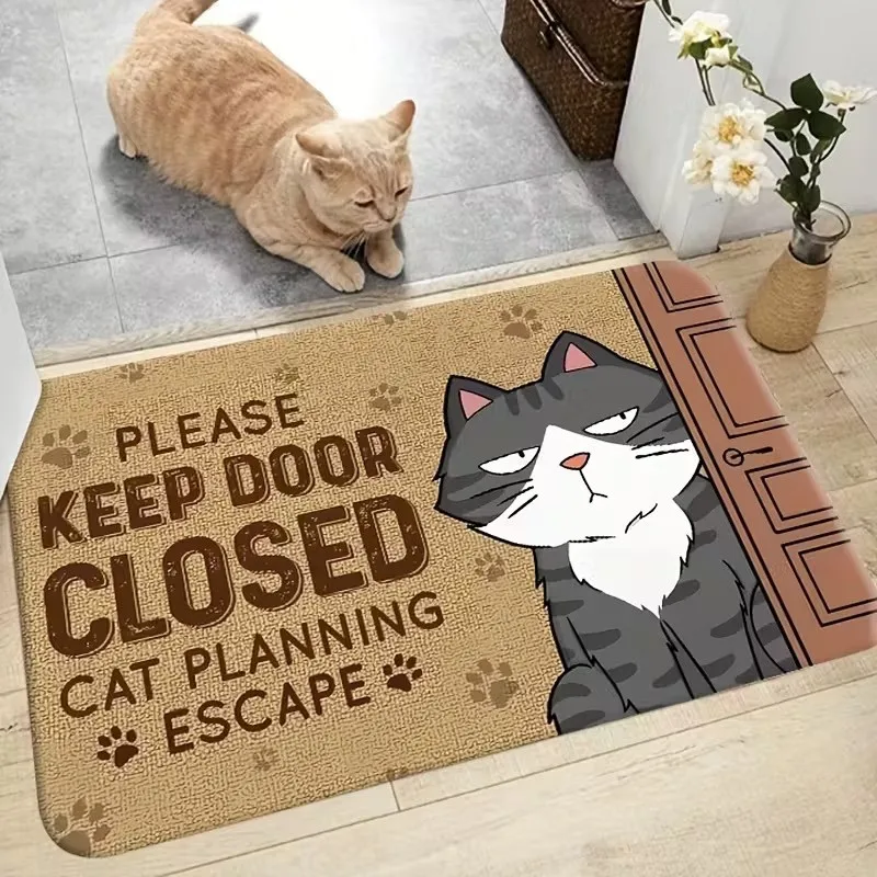 VIKAMA Fun Cat Floor MATS, tapetes antideslizantes y resistentes al desgaste para puertas de entrada, tapetes para el recibidor para decoración del hogar