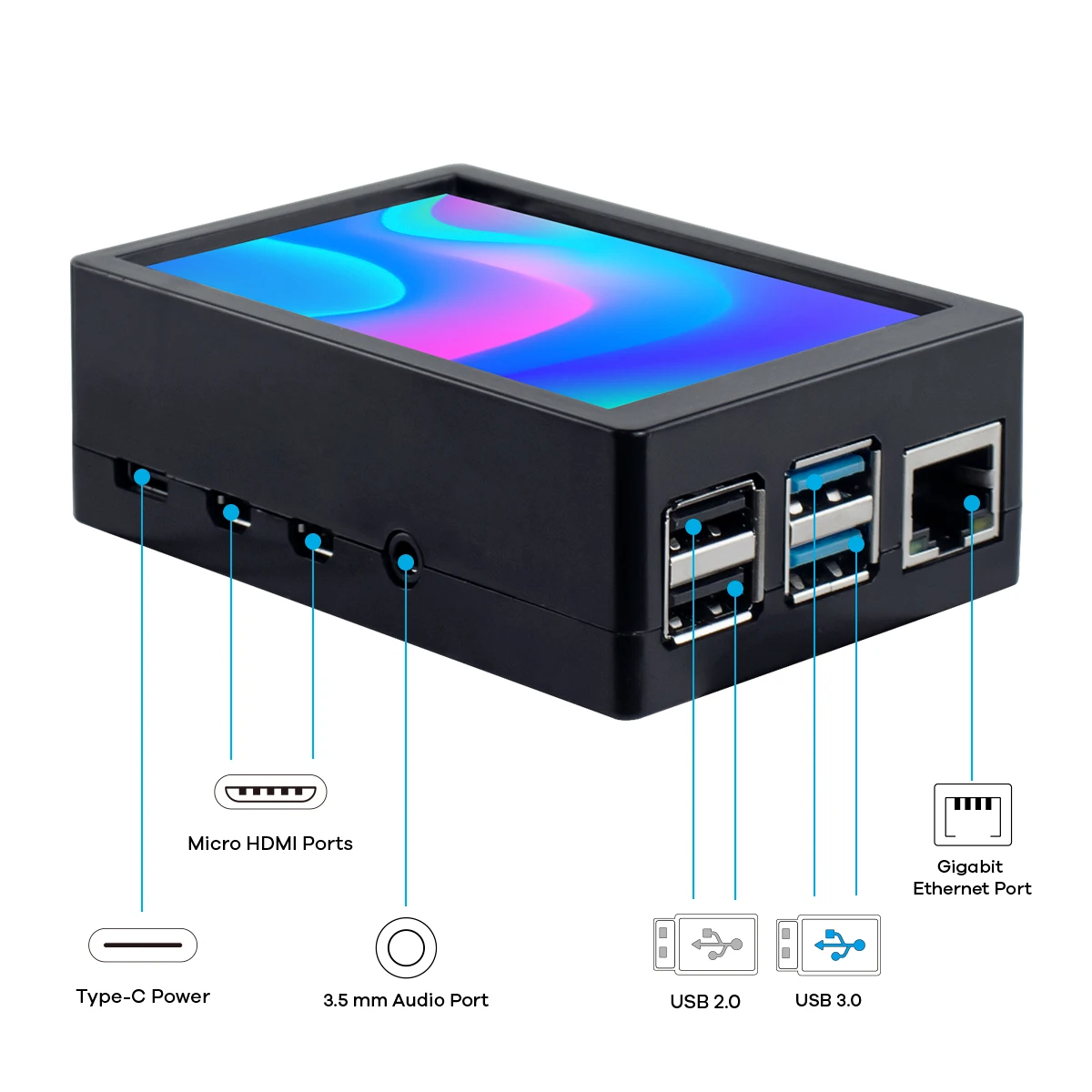 Pantalla táctil LCD de 3,5 pulgadas para Raspberry Pi 4B, Monitor táctil con estuche, 480x320, SPI TFT