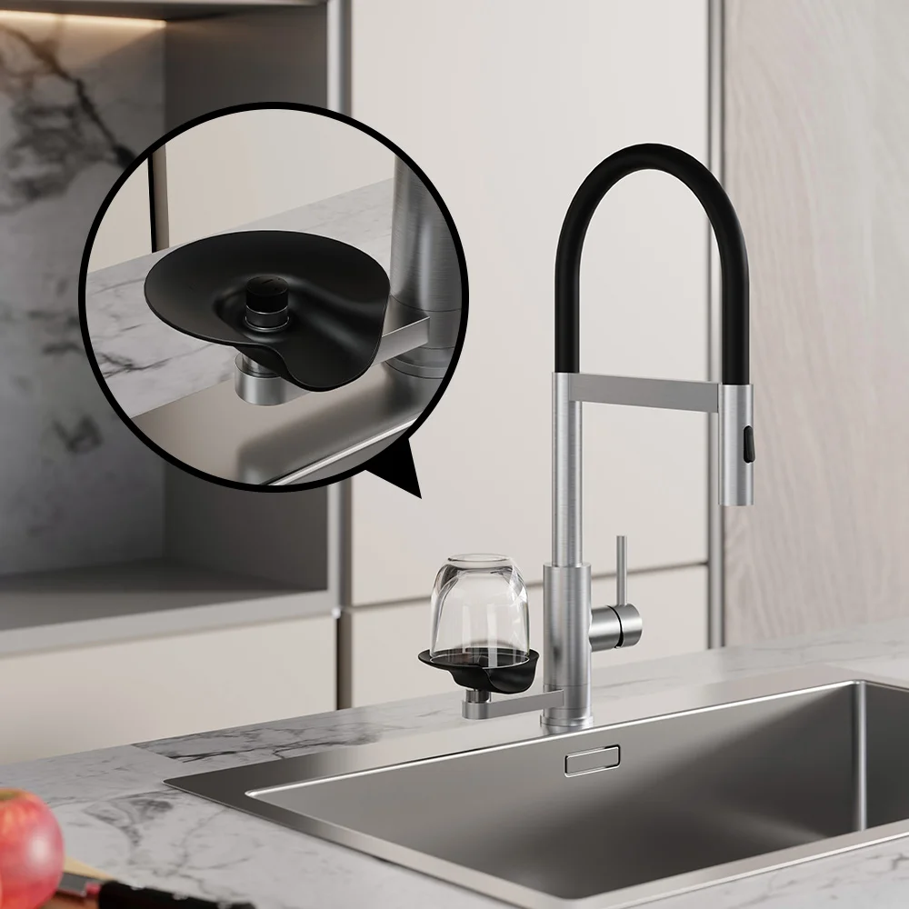 

Modern Kitchen Sink Faucet with Cup Washer Ceramic Valve Mixer Tap Pull Out Sprayer Washer Dishwasher Spring Kitchen Faucets