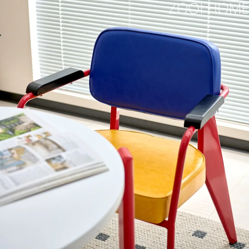 

Color matching dining chair Home retro B & B coffee shop niche leisure chair