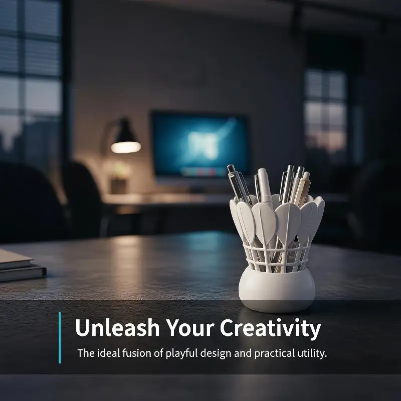 @*3D Printed Badminton Shuttlecock Pen Holder Novelty Creative Stationery Storage Box for Home Office Desktop Use