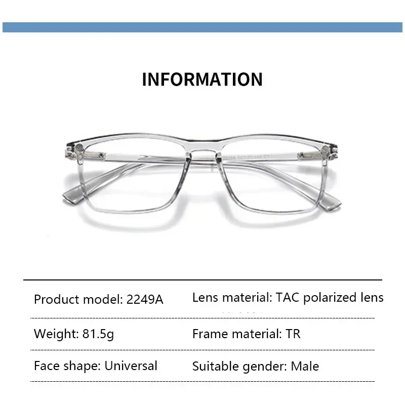 Myopia Transparent Frame Polarized Black Clip Optical Magnetic Sunglasses Clip on Magnet Prescription Custom -1.0 To -6.0