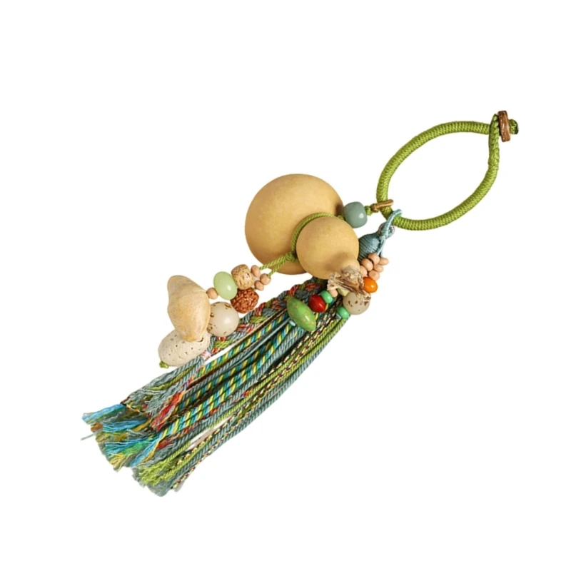  Cultural Keychain Incorporating Woven Craft and Gourd Tassels for Blessings