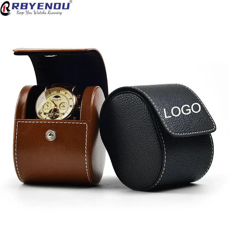 Half Open Layout PU Leather Wristwatch Box Travel Portable Jewelry Bag Watch Organizer Display Cases Stand Customized Logo