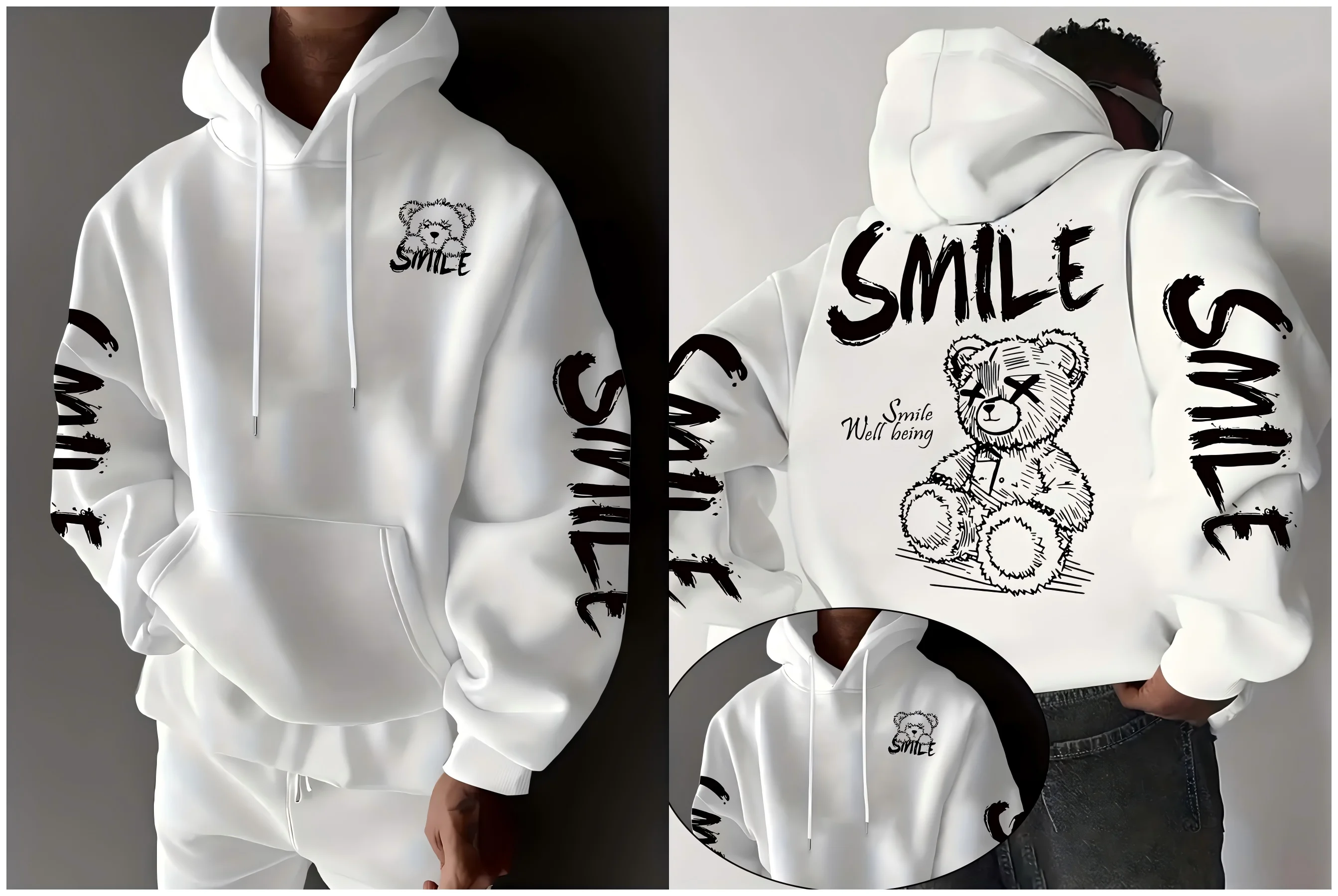 New model: men’s hooded long-sleeve loose-fitting casual printed basic sweatshirt. Perfect for young people in spring, summer, a