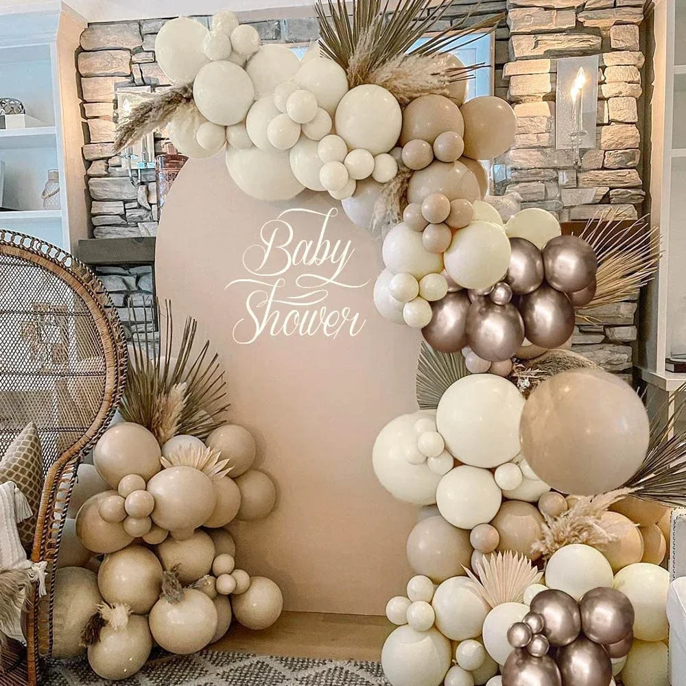 

108Pcs White Sand Balloons Garland Arch Kit Double-layer Latex Ballon for Birthday Boho Neutral Bridal Shower Wedding Decoration