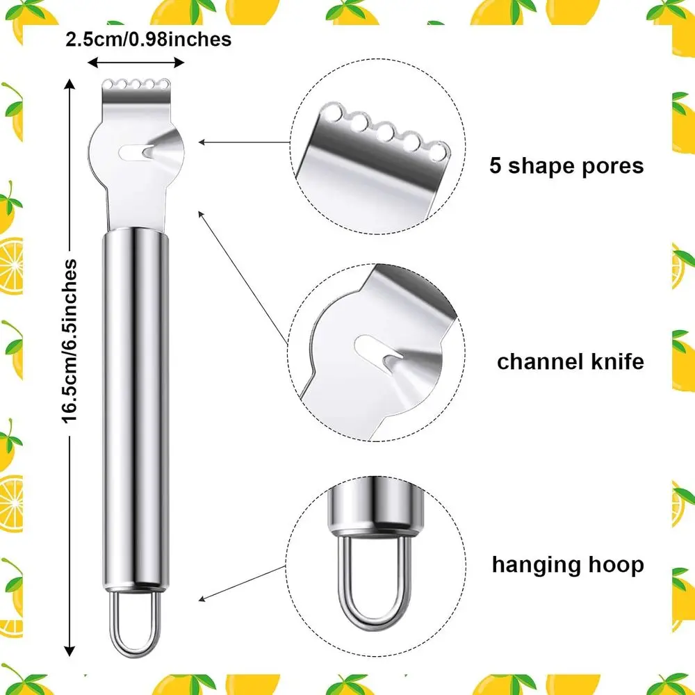 Dual-Blade Stainless Steel Citrus Peeler with Channel Knife for Kitchen and Bar Use