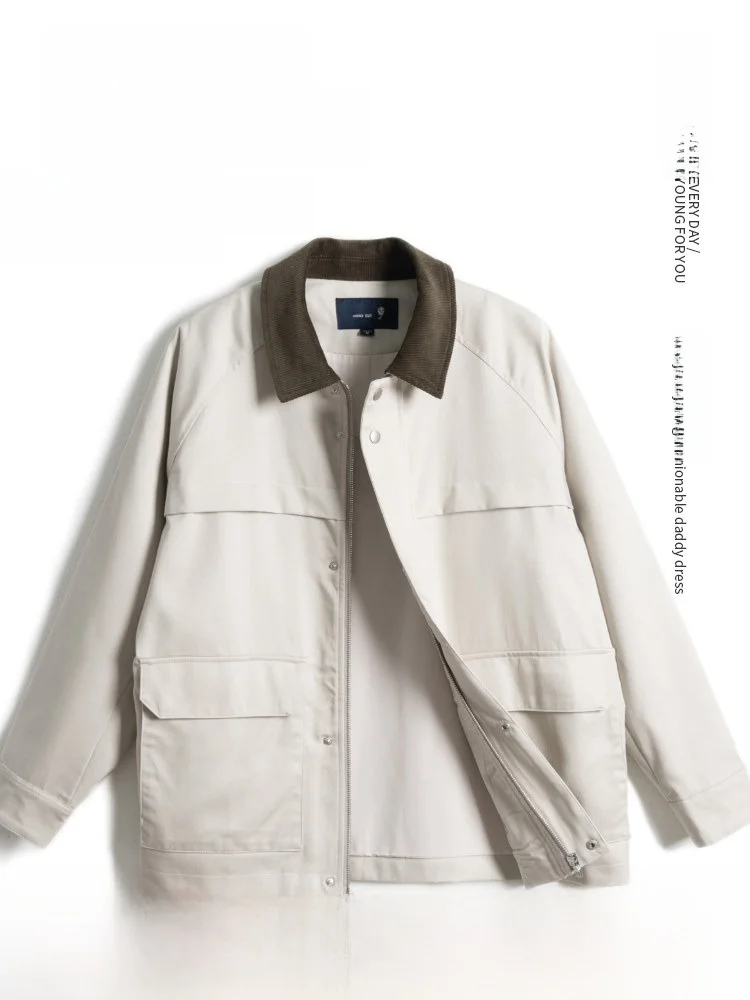 

Свободная мужская куртка для осени, для мужчин среднего и старшего возраста, модная городская повседневная модель с длинными рукавами и застежкой-молнией