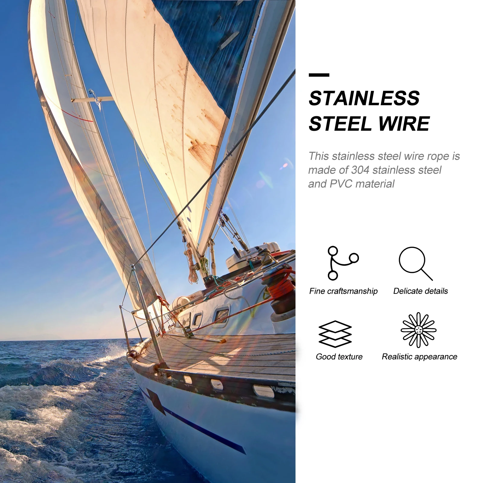 3pcs Versatile Stainless Steel Cable For Sun Shade Sail Setup And Outdoor Projects